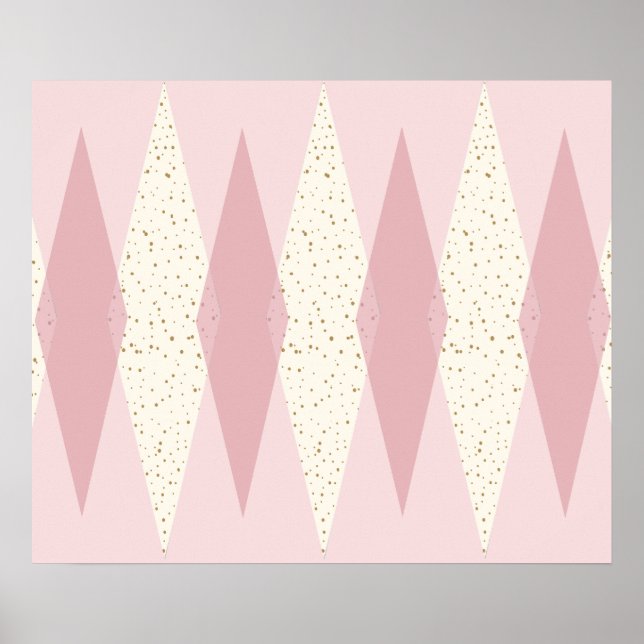 Mid Century Modern Pink Argyle Poster (Front)
