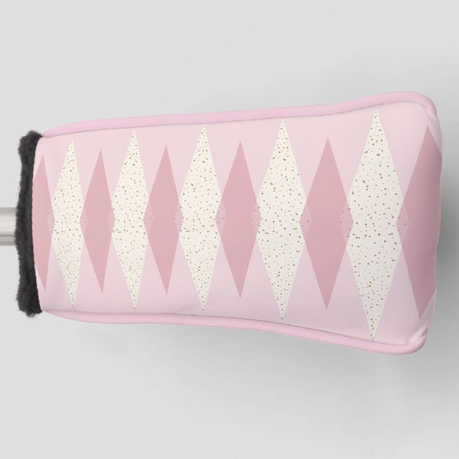 Mid Century Modern Pink Argyle Putter Cover (Front)