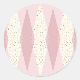 Mid Century Modern Pink Argyle Round Stickers