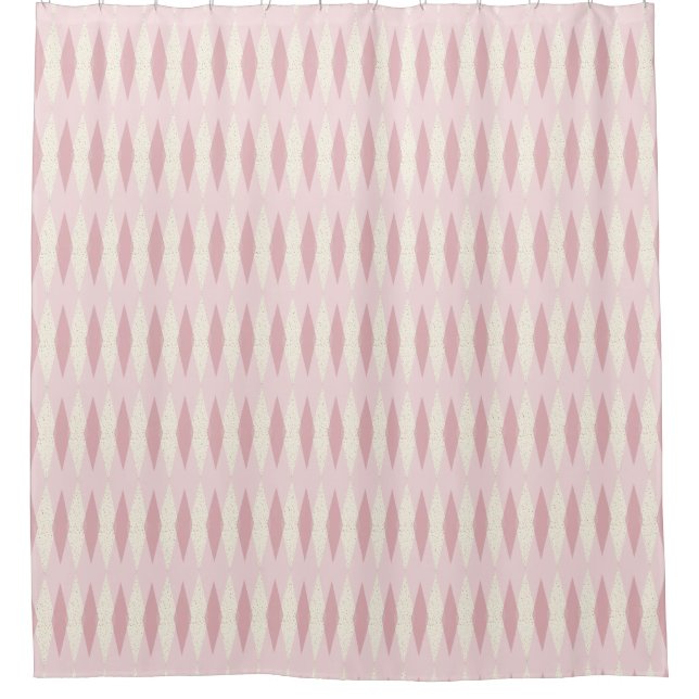 Mid Century Modern Pink Argyle Shower Curtain (Front)