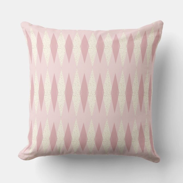 Mid Century Modern Pink Argyle Throw Pillow (Front)