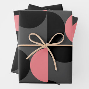 Mid-Century Modern Pink black and gray Wrapping Paper Sheet