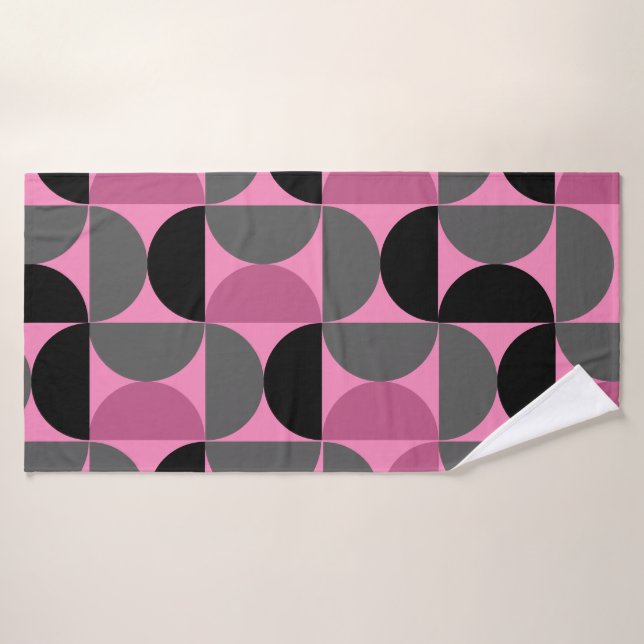Mid-Century Modern pink, black and grey   Bath Towel (Bath Towel)