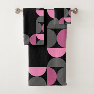 Mid-Century Modern pink, black and grey Bath Towel Set