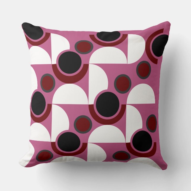 Mid-Century Modern pink, black and grey        Cushion (Front)