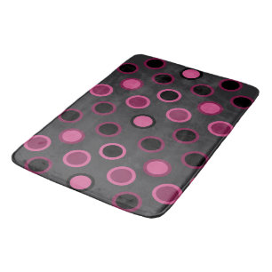 Mid-Century Modern pink, black and grey dots   Bath Mat
