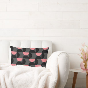 Mid-Century Modern Pink Black and Grey Lumbar Cushion