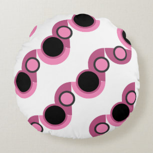 Mid-Century Modern pink, black and grey Round Cushion