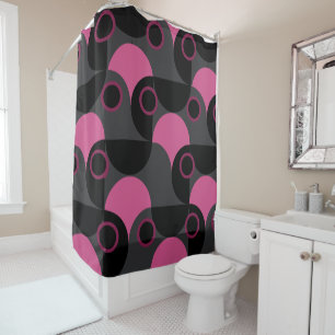 Mid-Century Modern Pink black and grey Shower Curtain