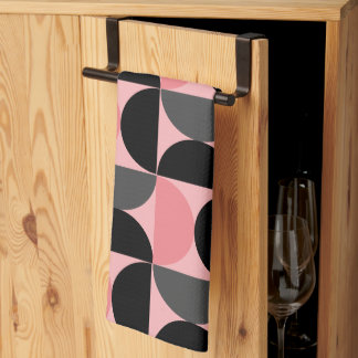 Mid-Century Modern Pink black and grey   Tea Towel