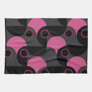 Mid-Century Modern Pink black and grey Tea Towel