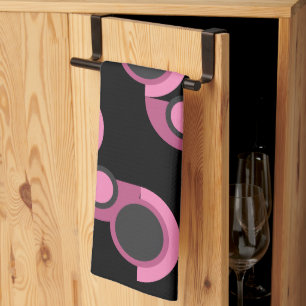 Mid-Century Modern pink, black and grey     Tea Towel