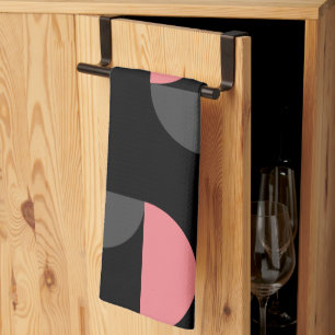 Mid-Century Modern Pink black and grey Tea Towel