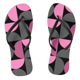 Mid-Century Modern pink, black and grey Throw Pill Thongs