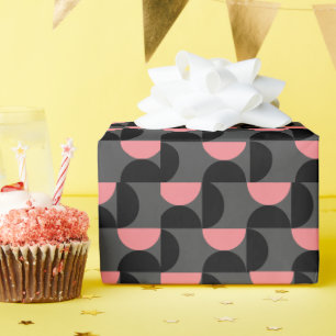 Mid-Century Modern Pink black and grey Wrapping Paper