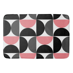 Mid-Century Modern Pink Black and White Bath Mat