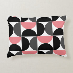 Mid-Century Modern Pink Black and White   Decorative Cushion