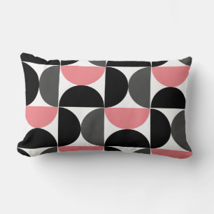 Mid-Century Modern Pink Black and White Lumbar Cushion