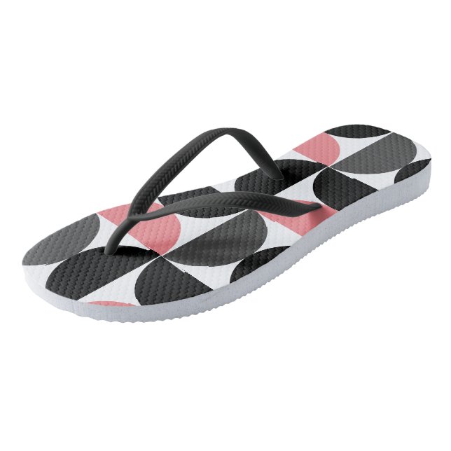 Mid-Century Modern Pink Black and White  Thongs (Angled)