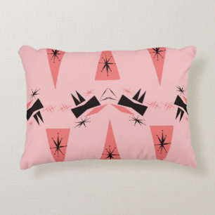 Mid-Century Modern: Pink Coral Pattern. Decorative Cushion