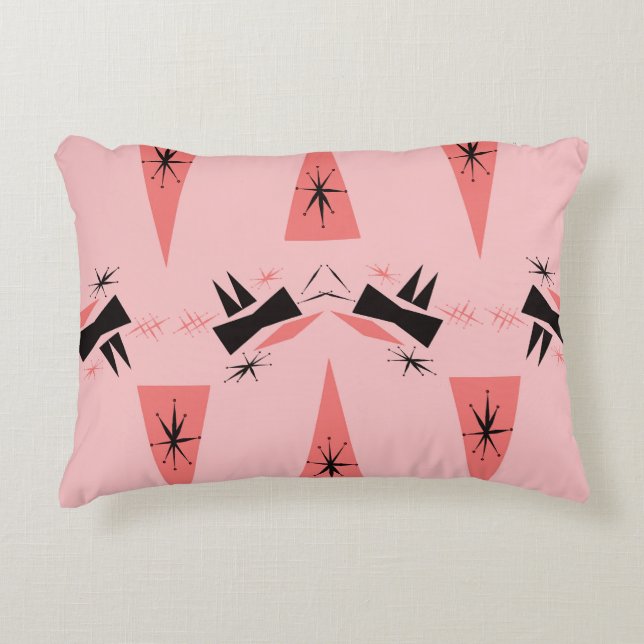 Mid-Century Modern: Pink Coral Pattern. Decorative Cushion (Front)