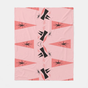 Mid-Century Modern: Pink Coral Pattern. Fleece Blanket
