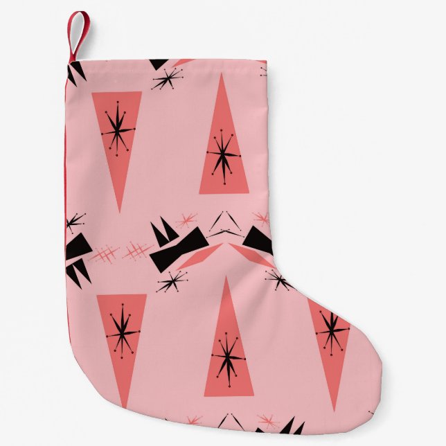 Mid-Century Modern: Pink Coral Pattern. Small Christmas Stocking (Front)