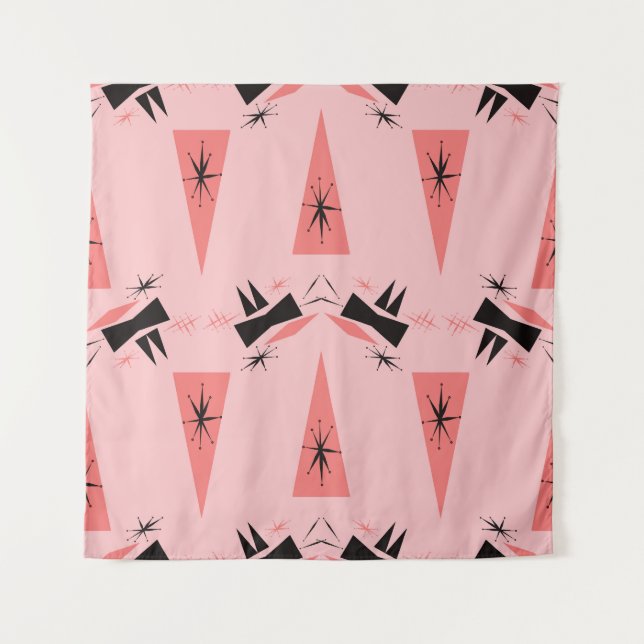 Mid-Century Modern: Pink Coral Pattern. Tapestry (Front)