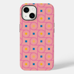 Mid Century Modern Pink Interlocking Circle Case-Mate iPhone 14 Case