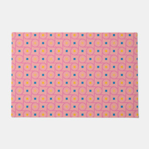 Mid Century Modern Pink Interlocking Circle Doormat