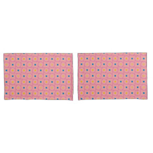 Mid Century Modern Pink Interlocking Circle Pillowcase