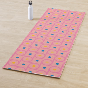 Mid Century Modern Pink Interlocking Circle Yoga Mat
