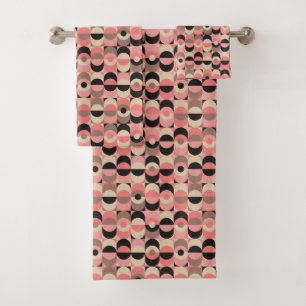 Mid-Century Modern Pink Pattern Bath Towel Set