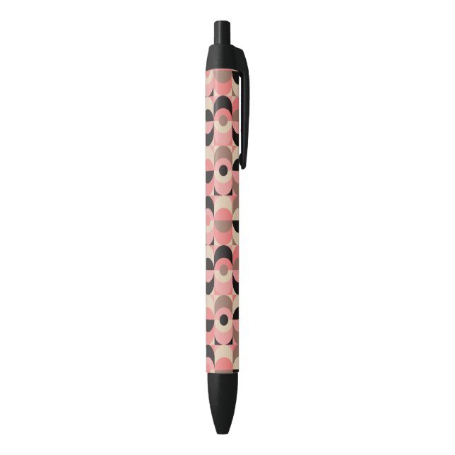 Mid-Century Modern Pink Pattern Black Ink Pen (Bottom (Vertical))