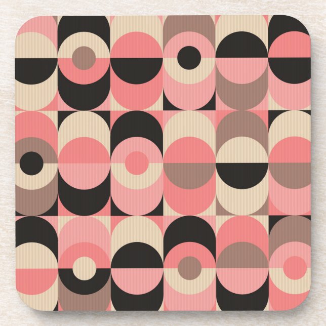 Mid-Century Modern Pink Pattern Coaster (Front)
