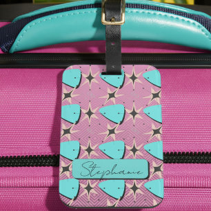 Mid Century Modern Pink Pattern Luggage Tag