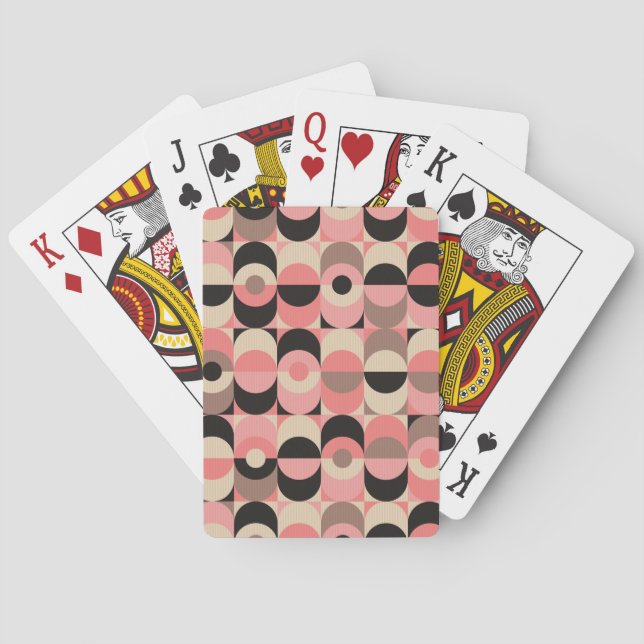 Mid-Century Modern Pink Pattern Playing Cards (Back)