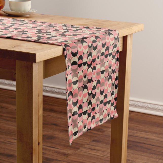 Mid-Century Modern Pink Pattern Short Table Runner (In Situ)