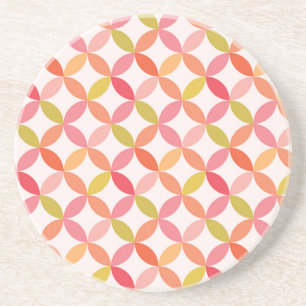 Mid century modern pink red orange Circles  Coaster