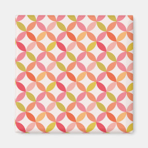 Mid century modern pink red orange Circles  Magnet