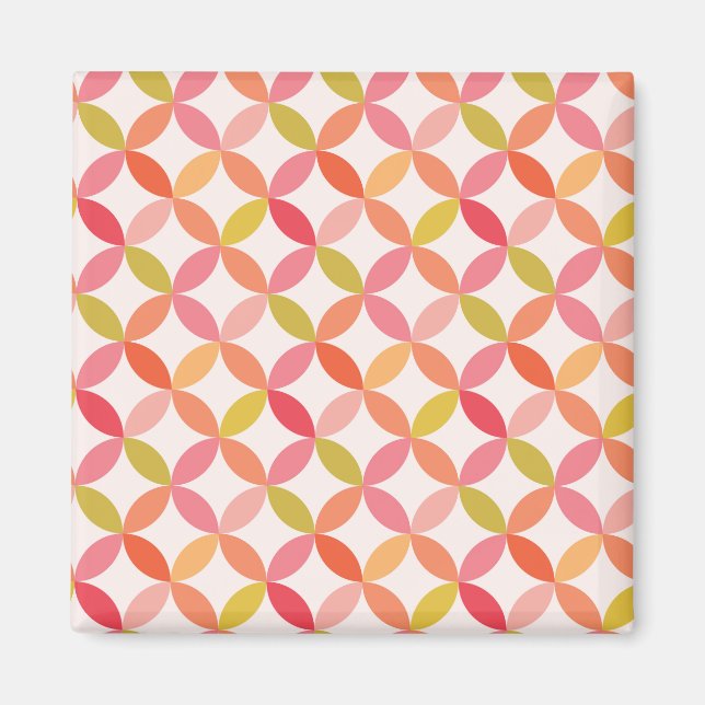 Mid century modern pink red orange Circles  Magnet (Front)