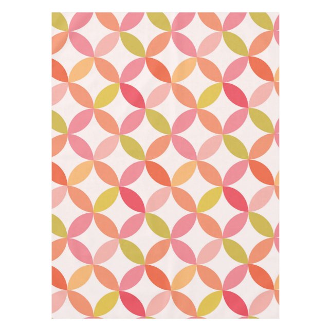 Mid century modern pink red orange Circles  Tablecloth (Front)