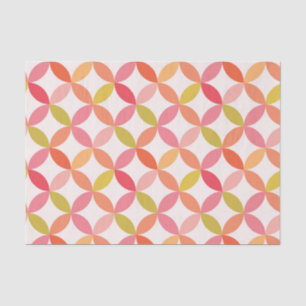 Mid century modern pink red orange Circles Tissue Paper