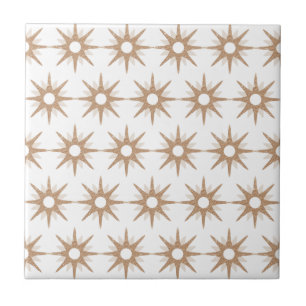Mid-Century Modern Pink Starburst Pattern Ceramic Tile