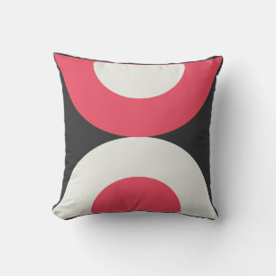 Mid-Century Modern Pink White and Grey  Cushion
