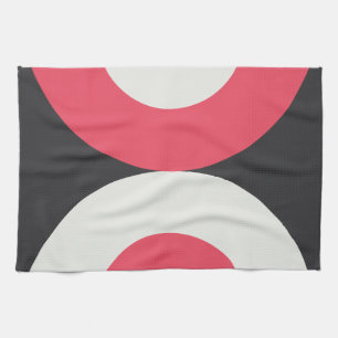 Mid-Century Modern Pink White and Grey T Tea Towel