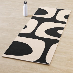 Mid Century Modern Piquet Abstract Pattern Black  Yoga Mat