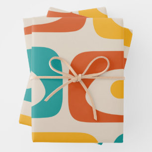 Mid Century Modern Piquet Abstract Pattern Wrapping Paper Sheet