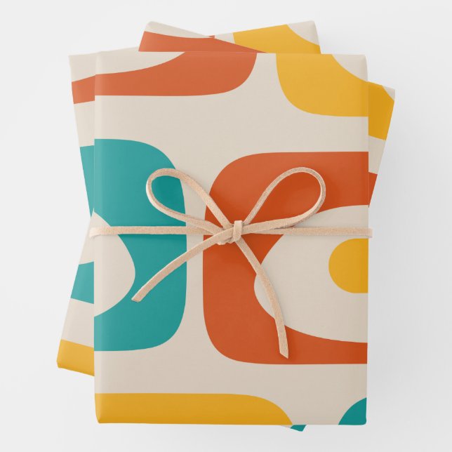 Mid Century Modern Piquet Abstract Pattern Wrapping Paper Sheet (In situ)