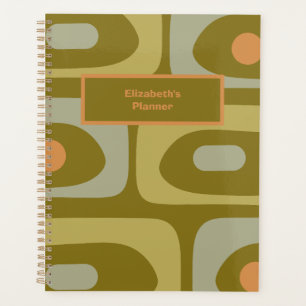 Mid-Century Modern Piquet Minimalist Olive Green  Planner